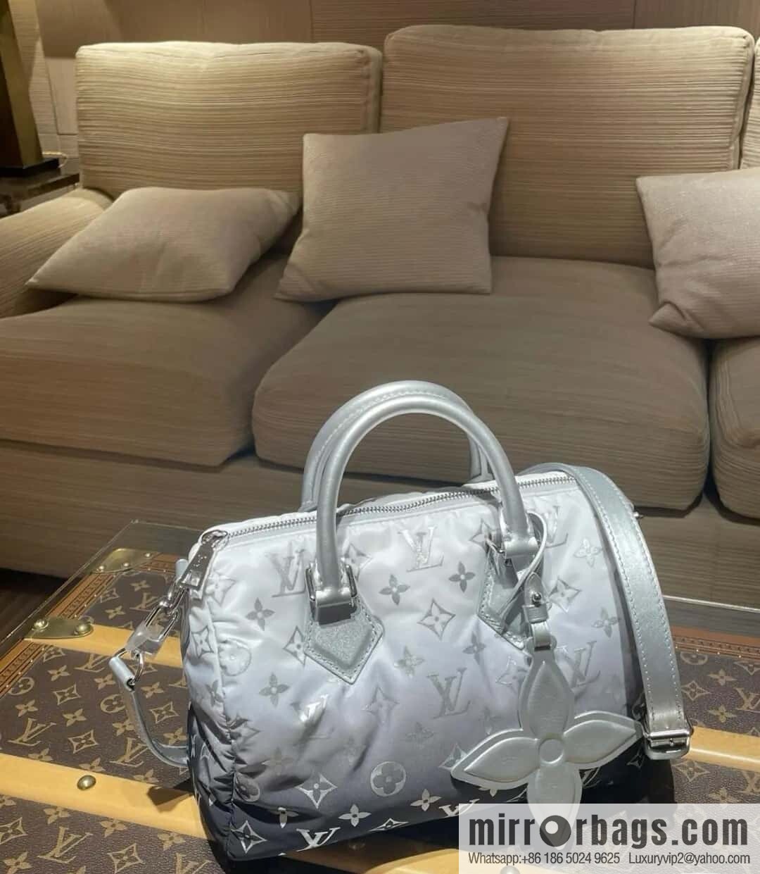 [Original order boutique] M11848 silver down, pillow bag speedy series, ski series SPEEDY BANDOULIZRE 25 handbag