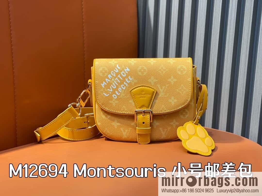[Original order boutique] M12694 yellow silk screen, mailman bag series, this Montsouris small mailman bag.