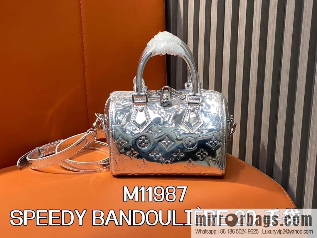 [Original order boutique] M11987 silver patent leather, pillow bag speedy series SPEEDY BANDOULIZRE 20 handbag