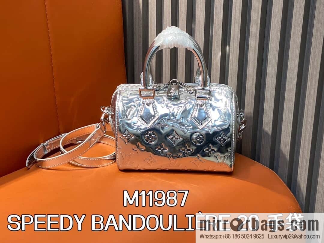 [Original order boutique] M11987 silver patent leather, pillow bag speedy series SPEEDY BANDOULIZRE 20 handbag