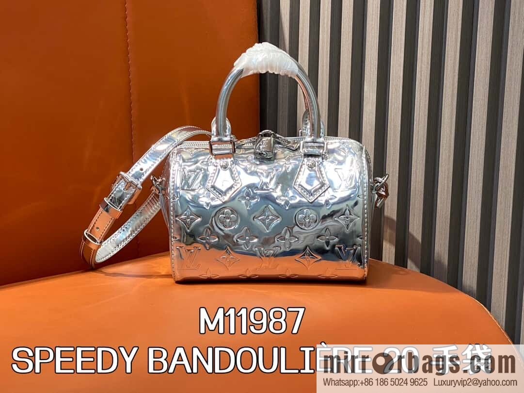 [Original order boutique] M11987 silver patent leather, pillow bag speedy series SPEEDY BANDOULIZRE 20 handbag