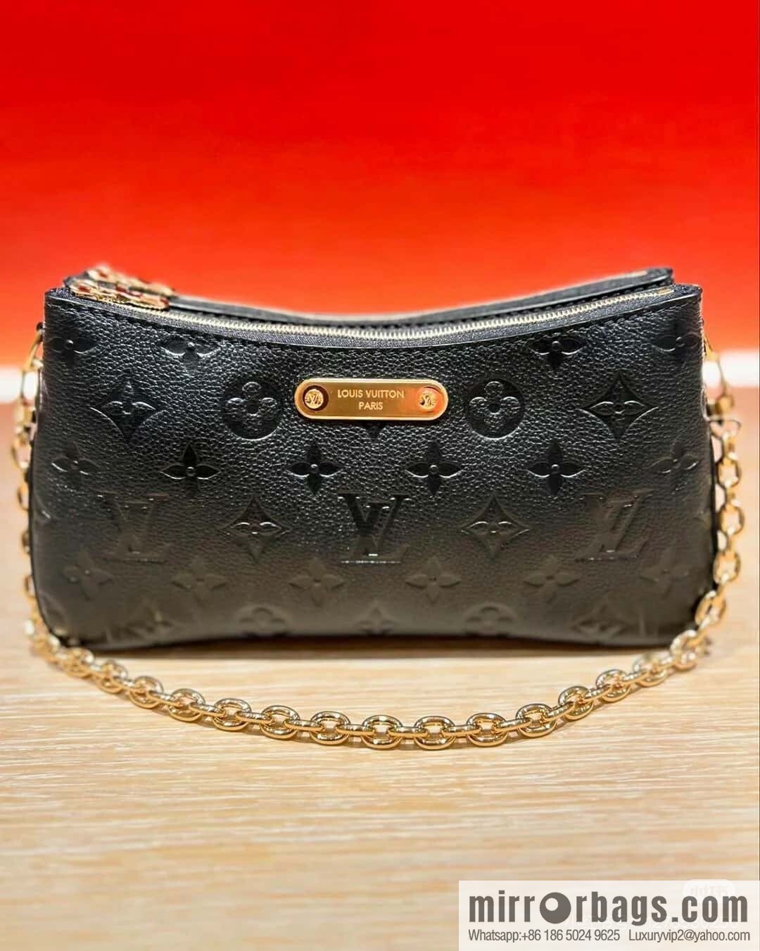 [Original order boutique] M83301 black M11916 brown, full leather embossed chain bag series Liv handbag