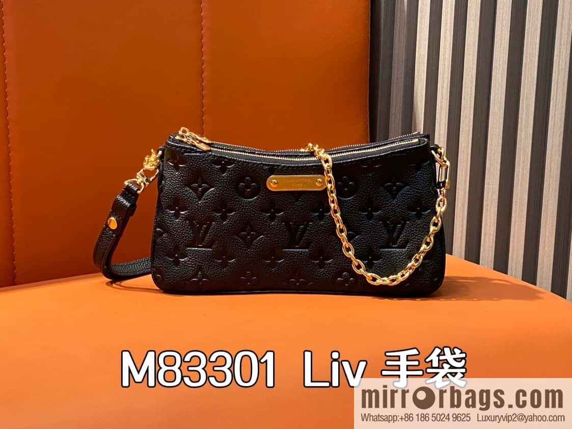 [Original order boutique] M83301 black M11916 brown, full leather embossed chain bag series Liv handbag