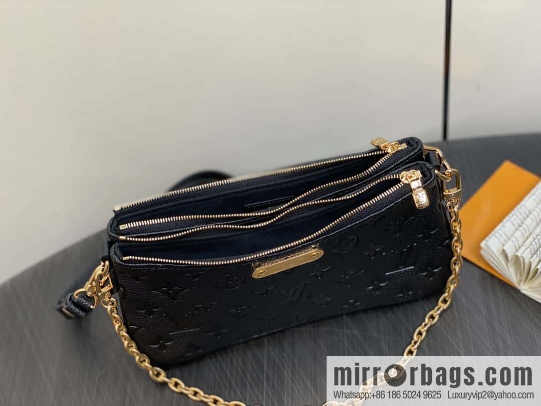 [Original order boutique] M83301 black M11916 brown, full leather embossed chain bag series Liv handbag
