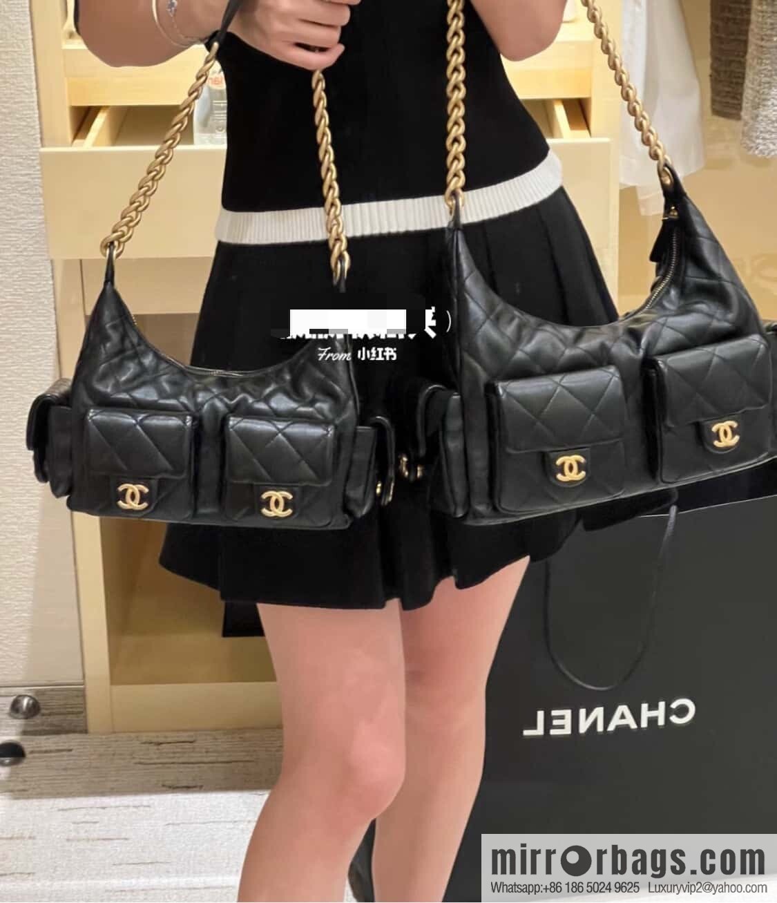 𝗖𝗛𝗔𝗘𝗡𝗟✦ 𝟐𝟓𝐜 large hippie 𝐡𝐨𝐛𝐨 𝐛𝐚𝐠 black gold 🖤 AS5302