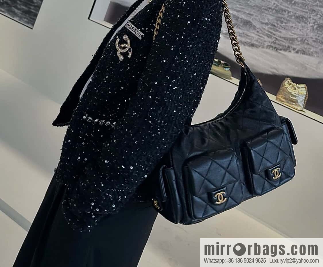 𝗖𝗛𝗔𝗘𝗡𝗟✦ 𝟐𝟓𝐜 large hippie 𝐡𝐨𝐛𝐨 𝐛𝐚𝐠 black gold 🖤 AS5302