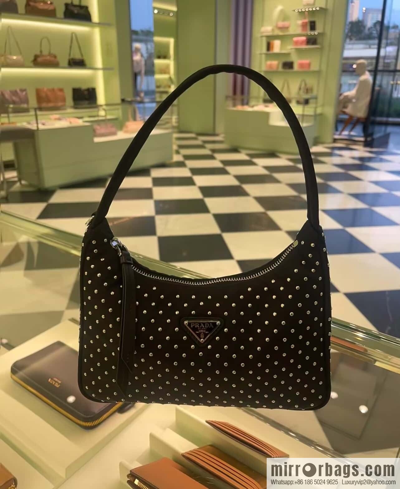 PRADA 🎉 rivets Hobo 🎉 2025 1NE515 rivets