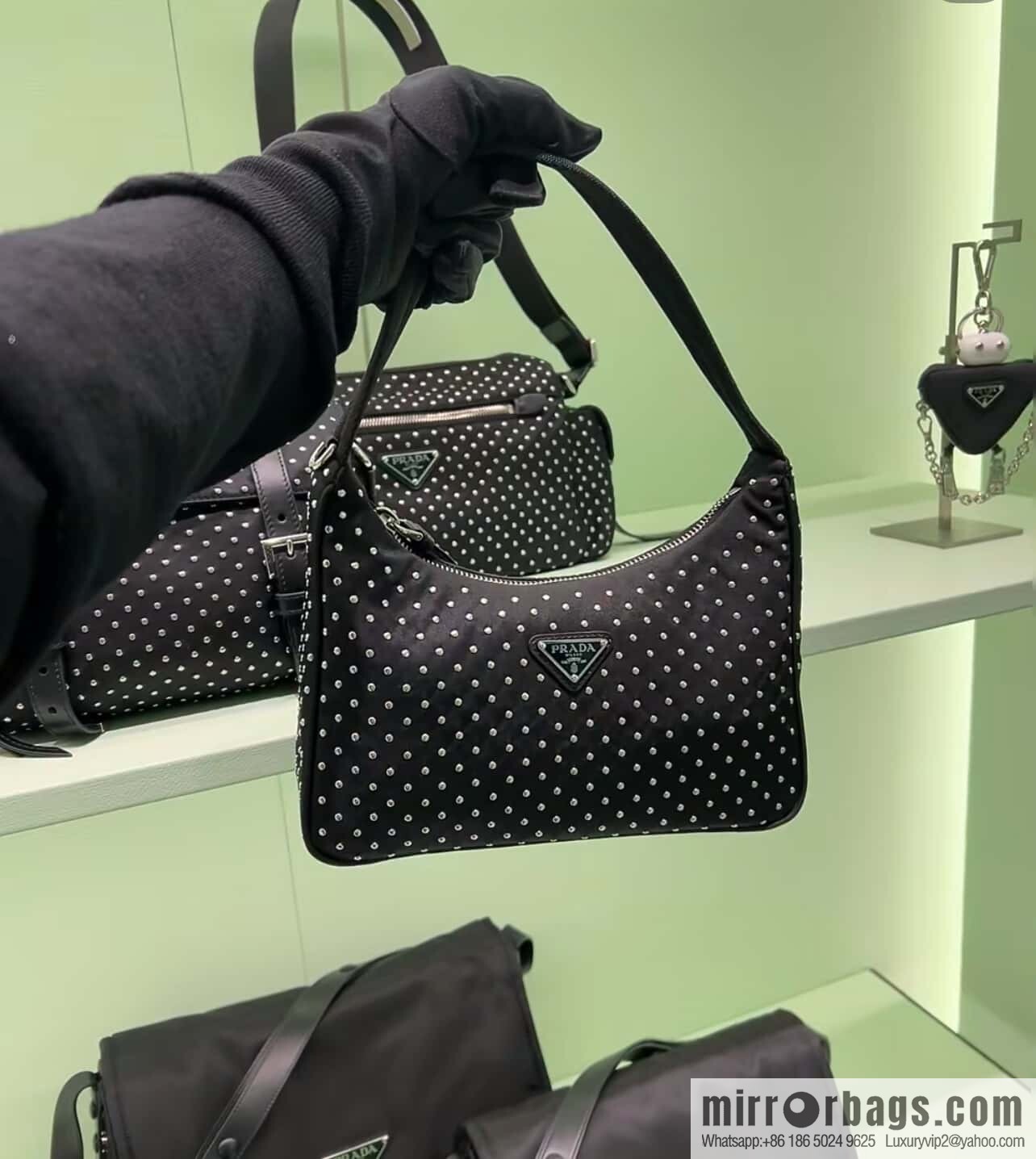 PRADA 🎉 rivets Hobo 🎉 2025 1NE515 rivets