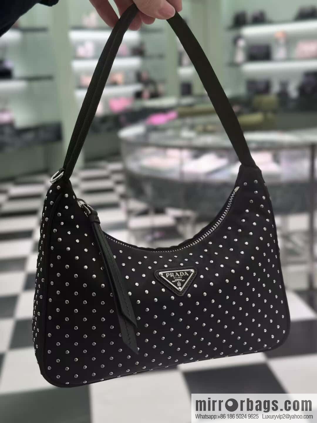 PRADA 🎉 rivets Hobo 🎉 2025 1NE515 rivets