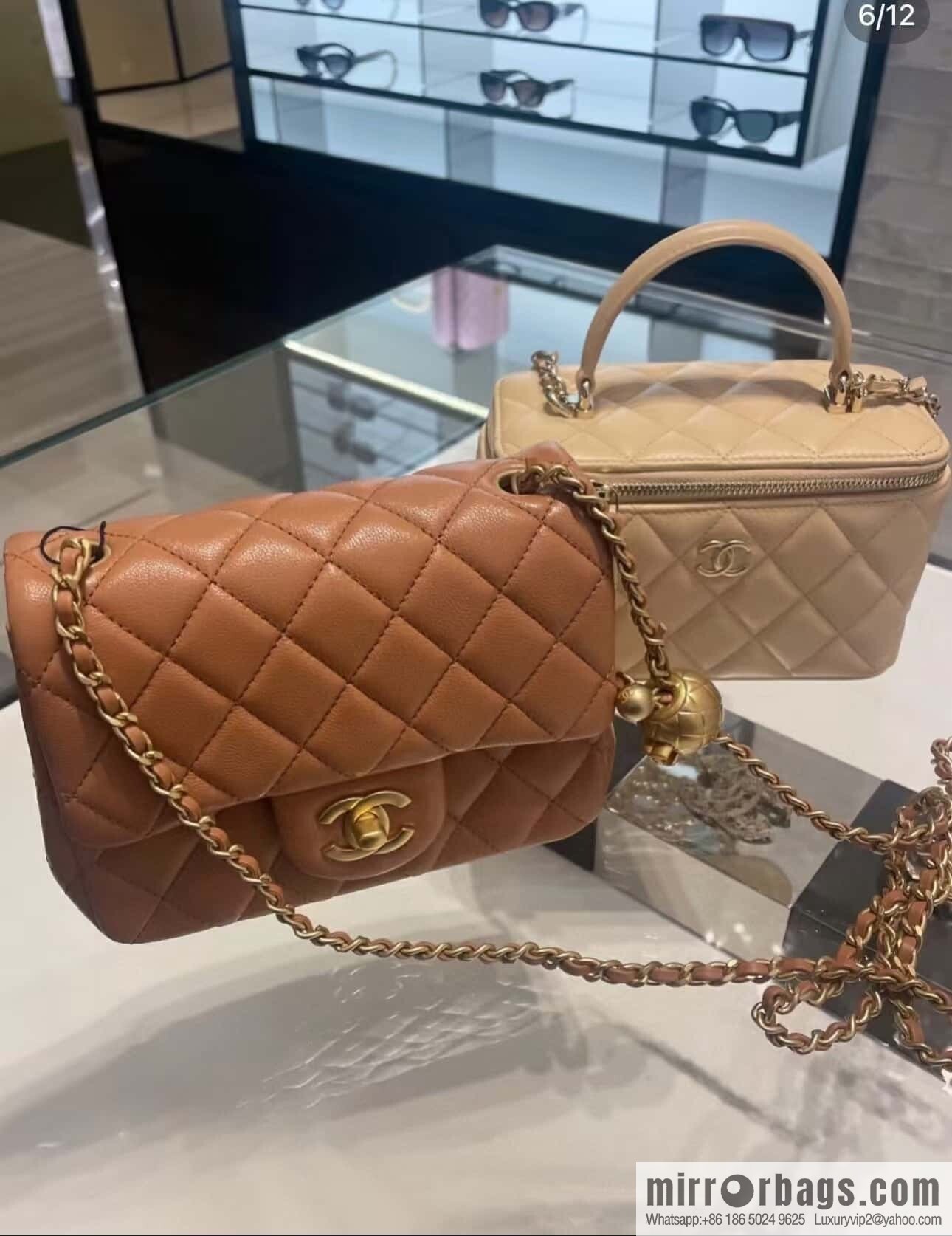 𝐂𝐡𝐚𝐧𝐞𝐥 𝟐𝟒𝐤 𝐜𝐟 Golden Ball Square Fatty, Milk Tea Color ☕️ AS1786