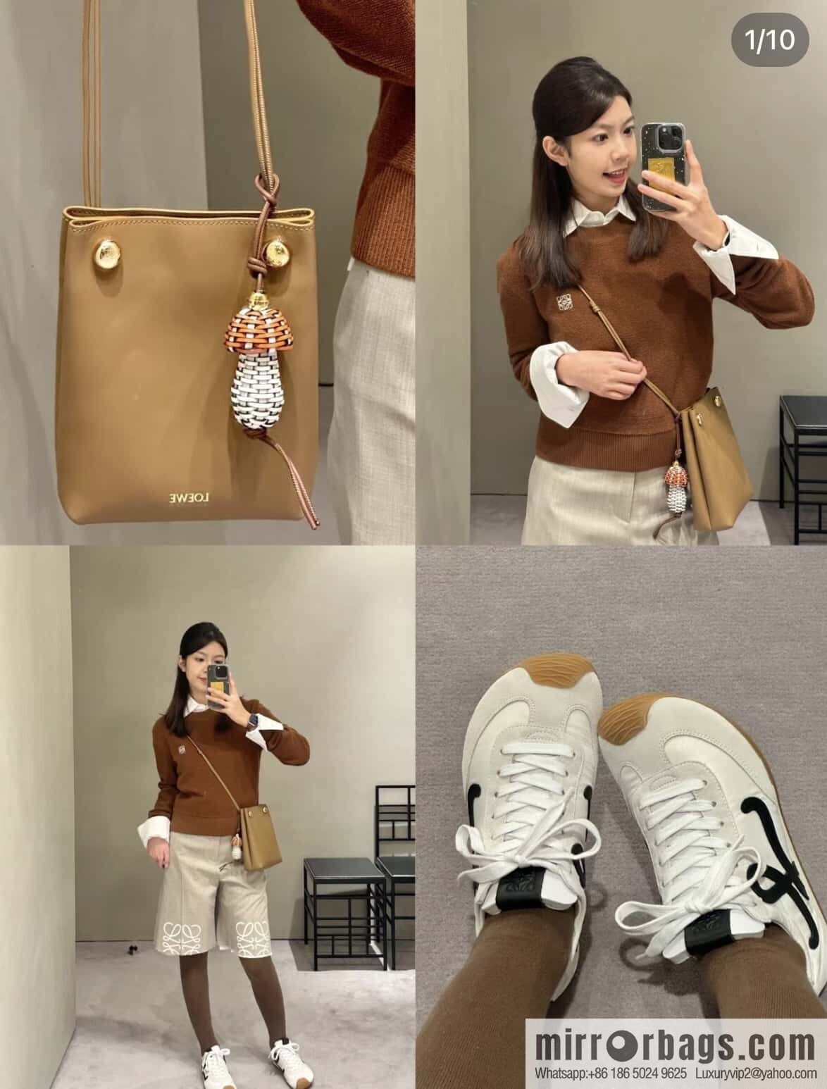 LOEWE Pebble Pouch 0905 Oak Brown