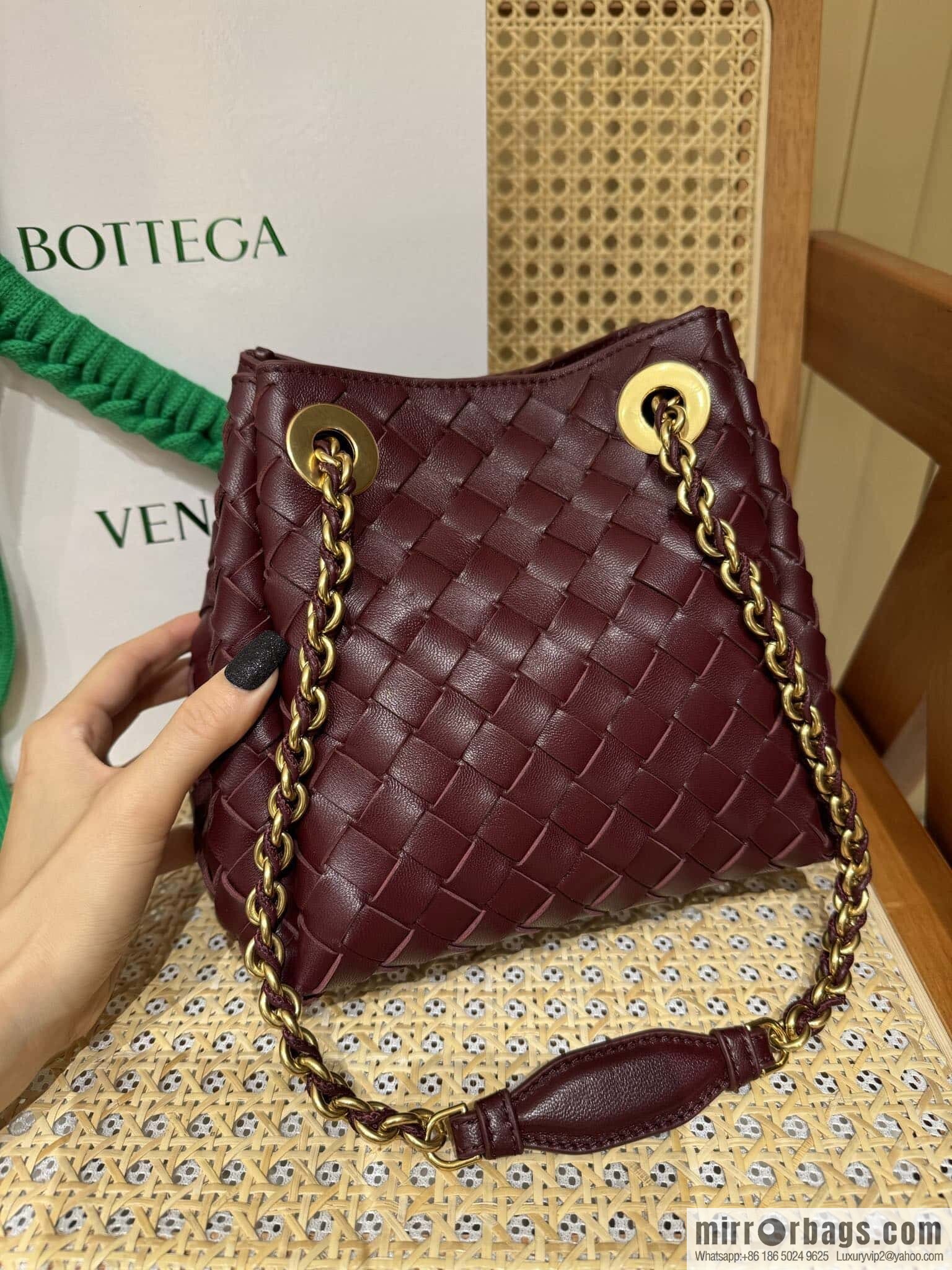BV Small Parachute Chain Bag, Barolo Burgundy 817175