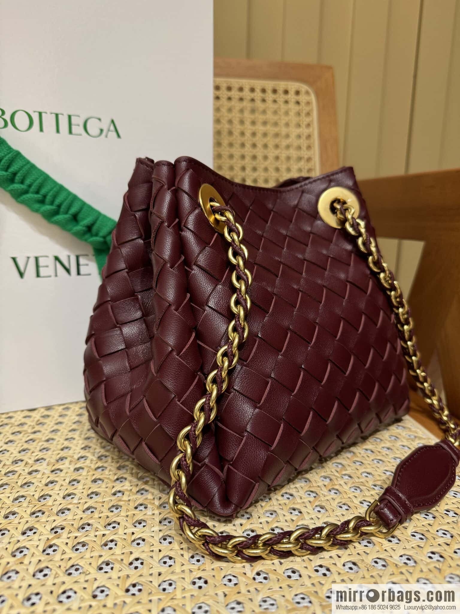 BV Small Parachute Chain Bag, Barolo Burgundy 817175