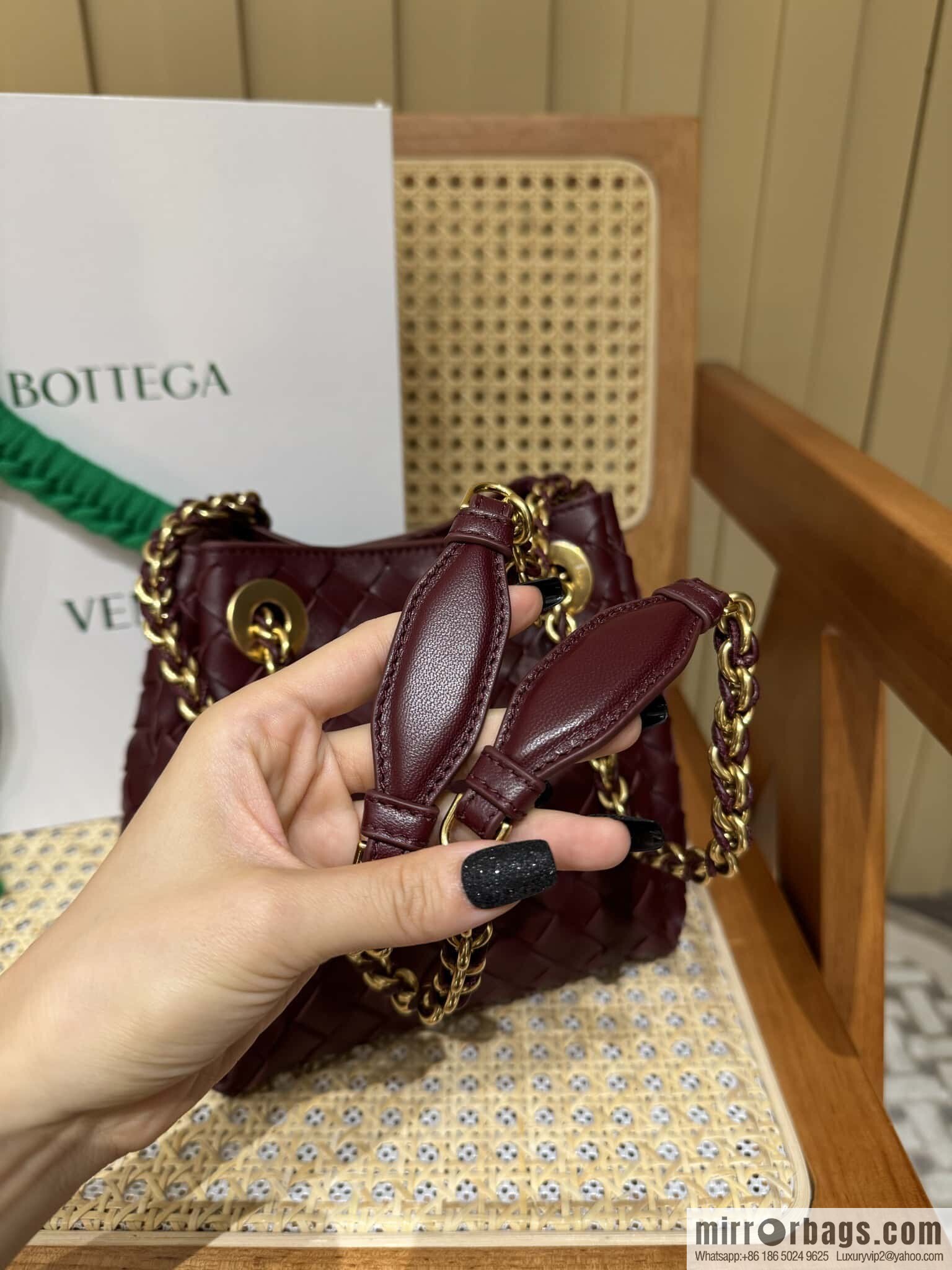 BV Small Parachute Chain Bag, Barolo Burgundy 817175