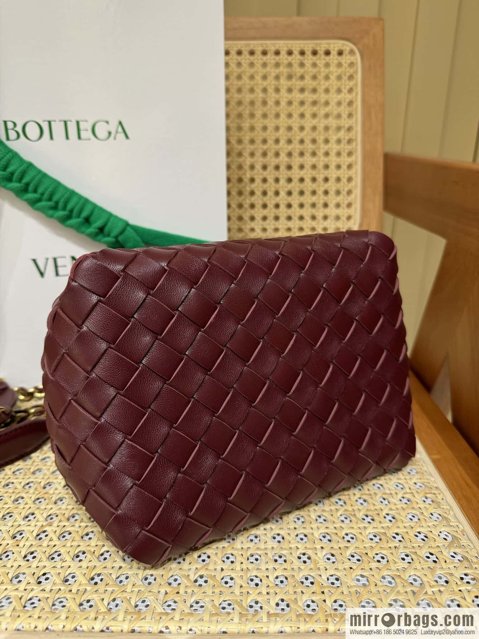 BV Small Parachute Chain Bag, Barolo Burgundy 817175