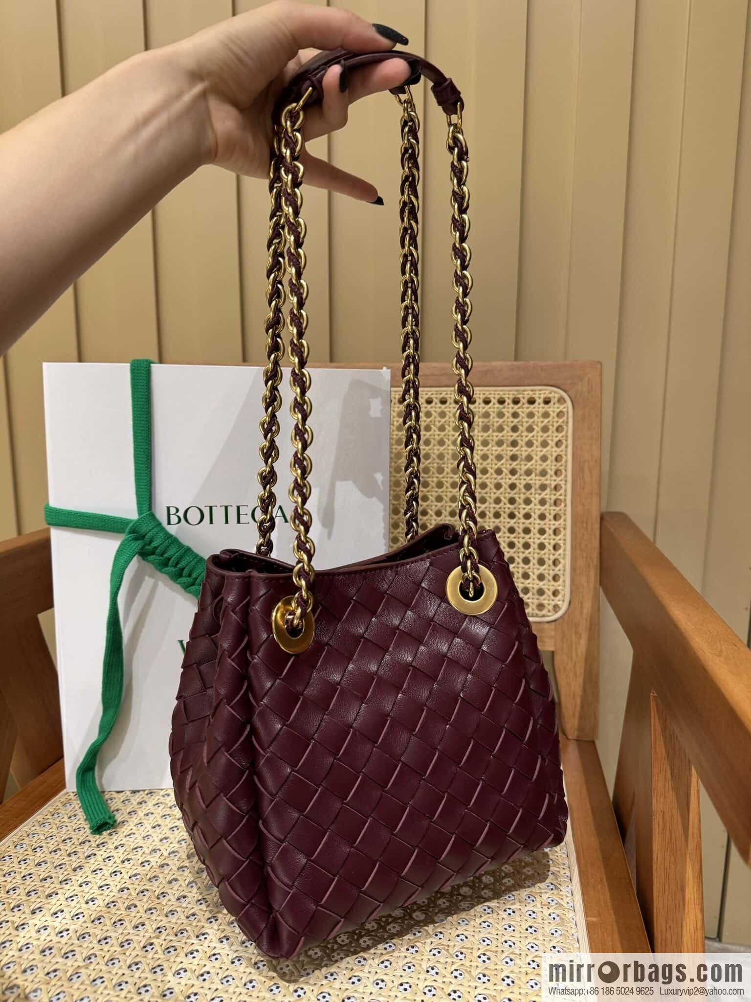 BV Small Parachute Chain Bag, Barolo Burgundy 817175