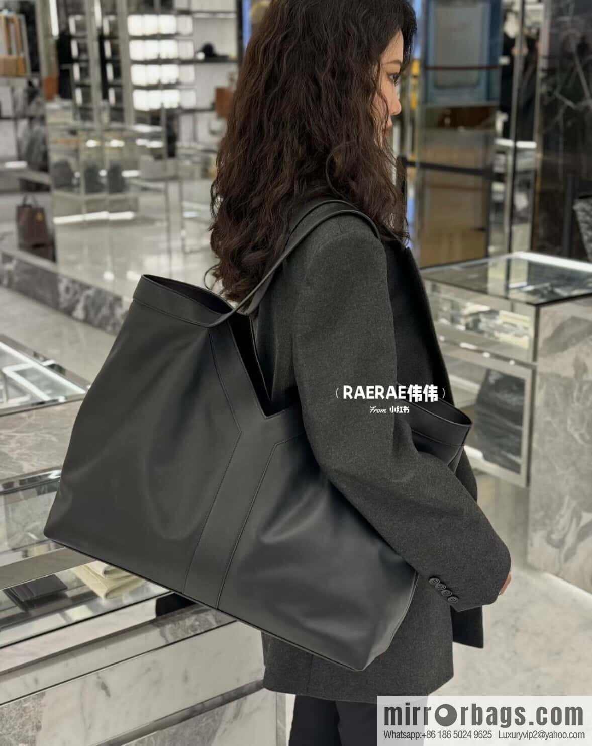 YSL 🆕 𝗪𝗛𝗬 𝗧𝗢𝗧𝗘 tote bag 🔥 817602 full leather black