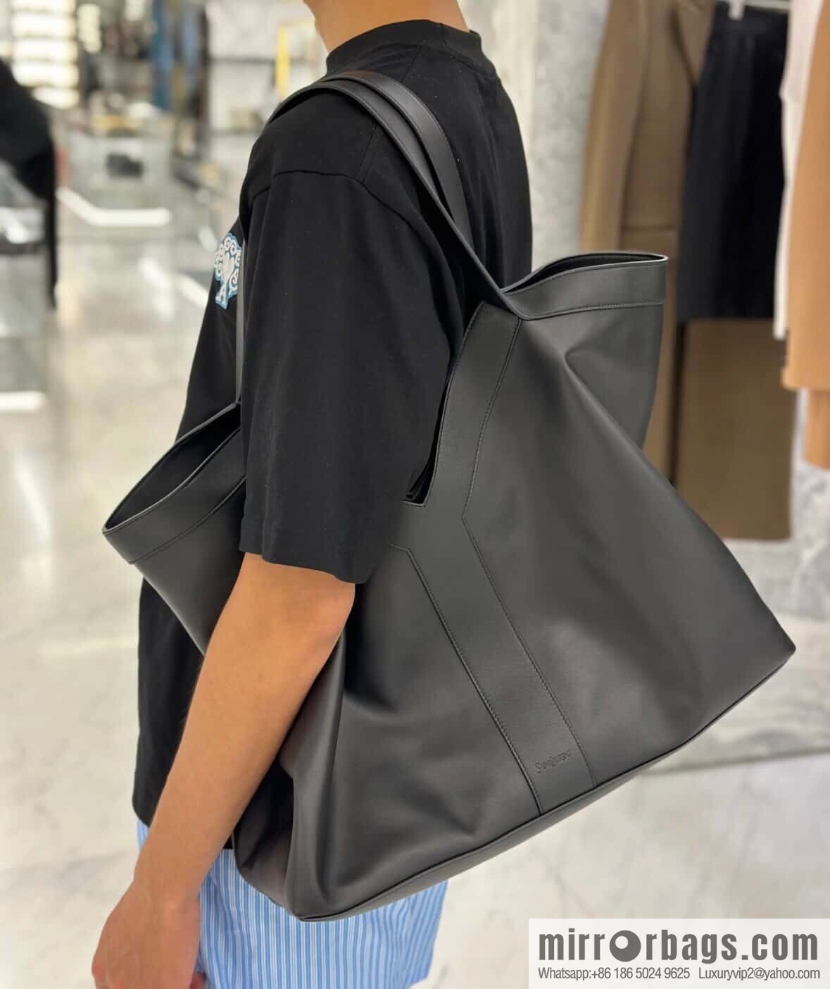 YSL 🆕 𝗪𝗛𝗬 𝗧𝗢𝗧𝗘 tote bag 🔥 817602 full leather black