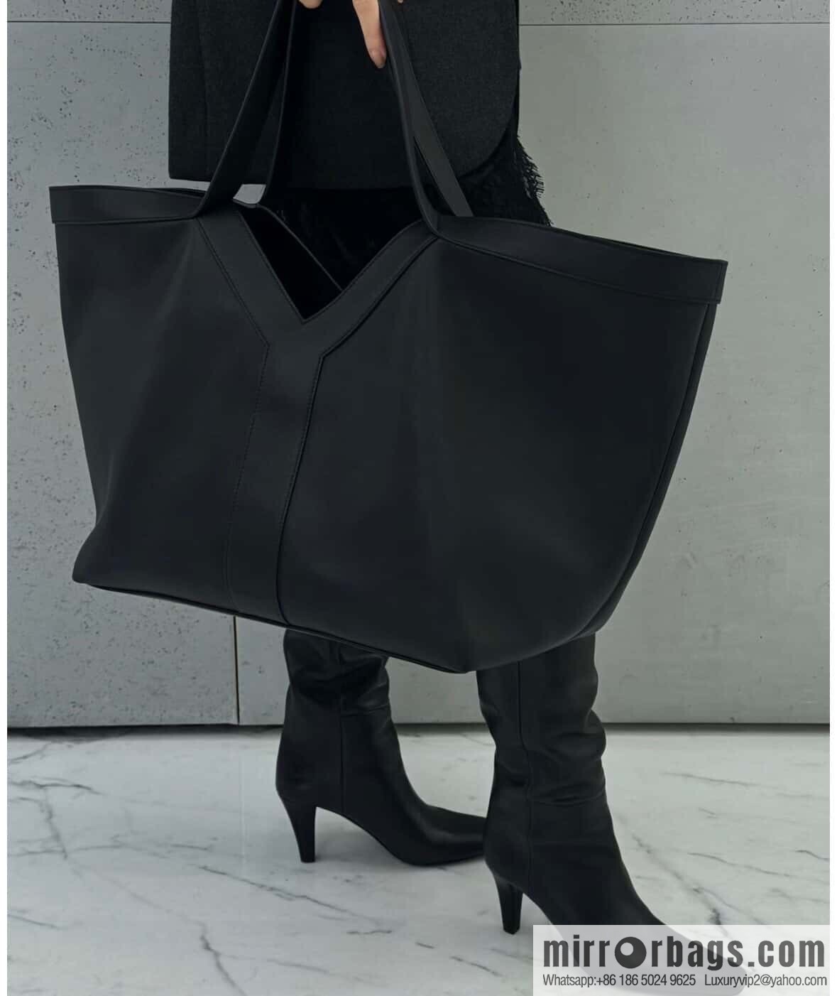 YSL 🆕 𝗪𝗛𝗬 𝗧𝗢𝗧𝗘 tote bag 🔥 817602 full leather black
