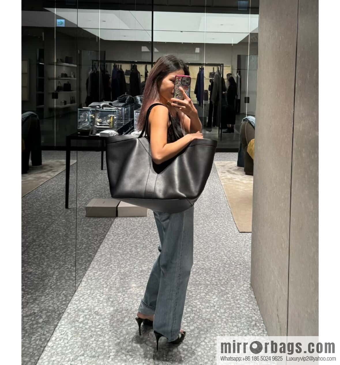 YSL 🆕 𝗪𝗛𝗬 𝗧𝗢𝗧𝗘 tote bag 🔥 817602 full leather black