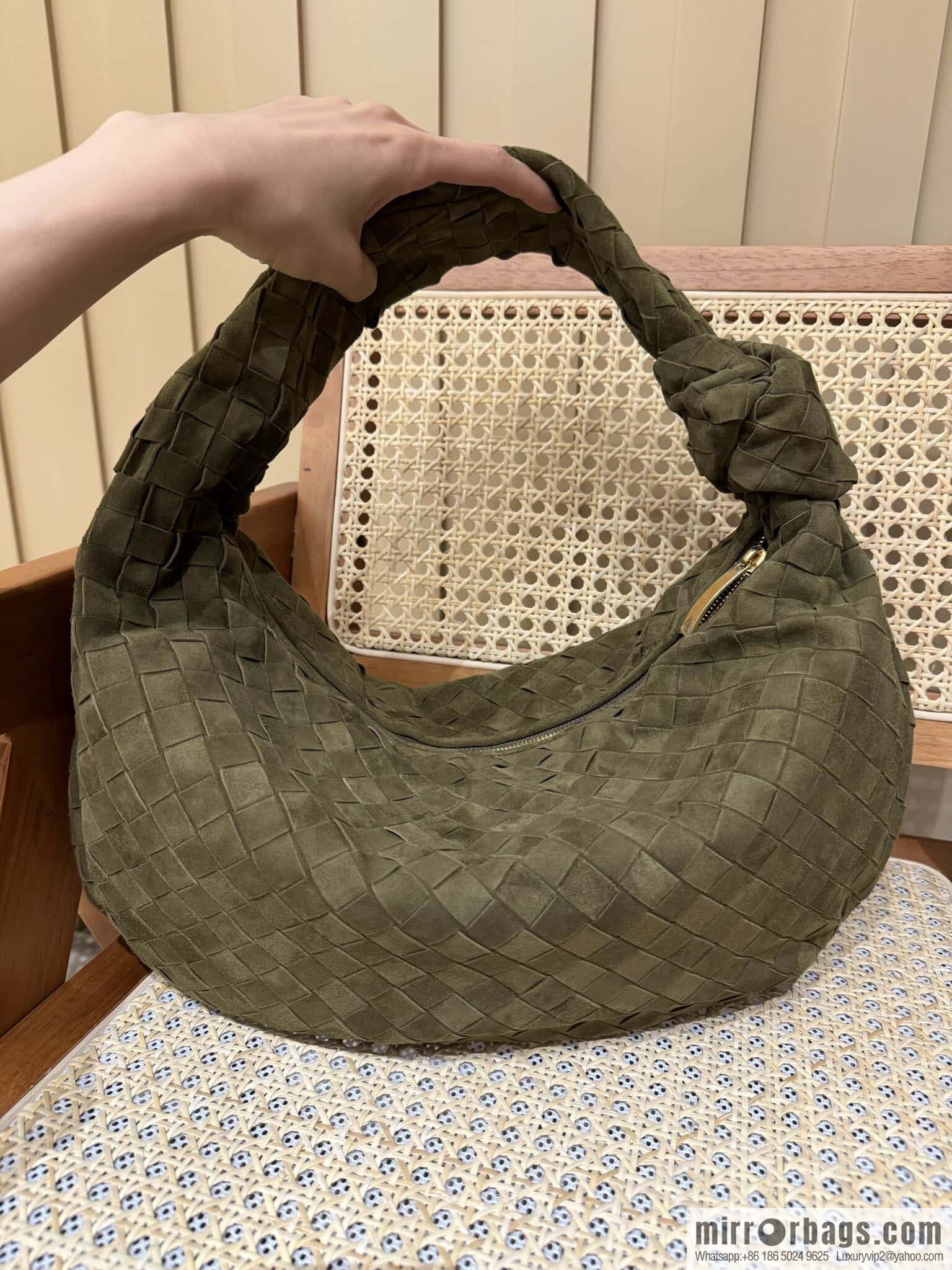 BV Jodie Shoulder Backpack 600261 Suede Olive Oil Green