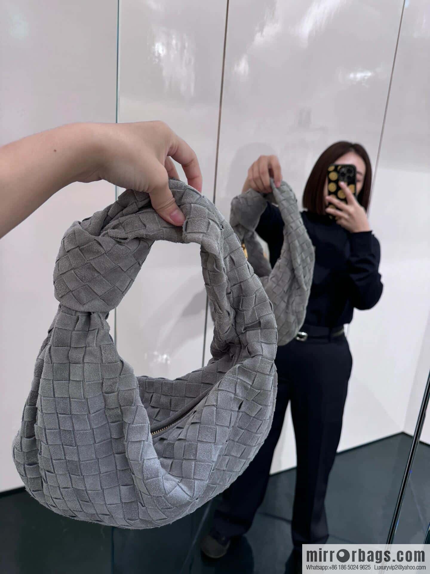 BV Jodie Shoulder Backpack 600261 Suede Silver Grey