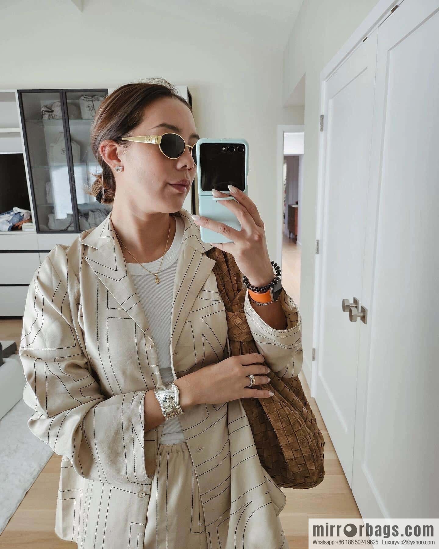 BV Jodie Shoulder Backpack 600261 Suede Light Brown
