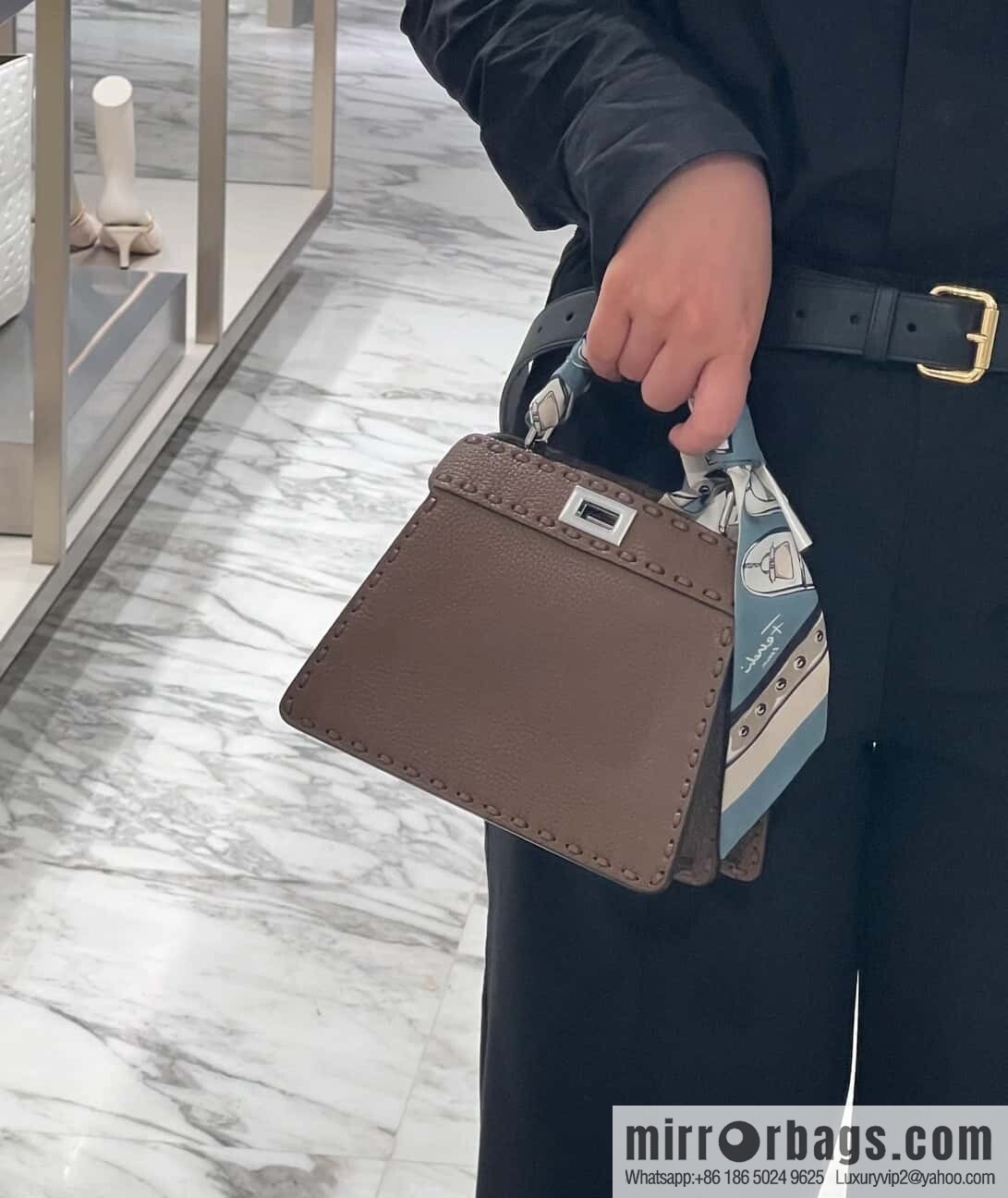 FENDI peekaboo new series I see you petite model number 80133As coffee color
