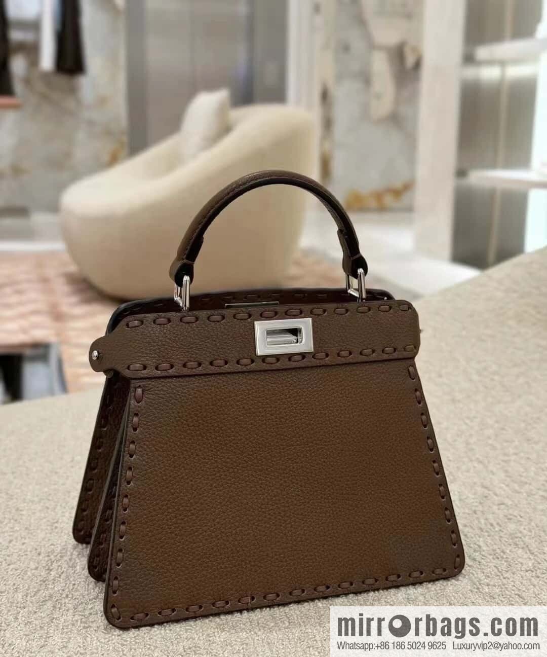 FENDI peekaboo new series I see you petite model number 80133As coffee color