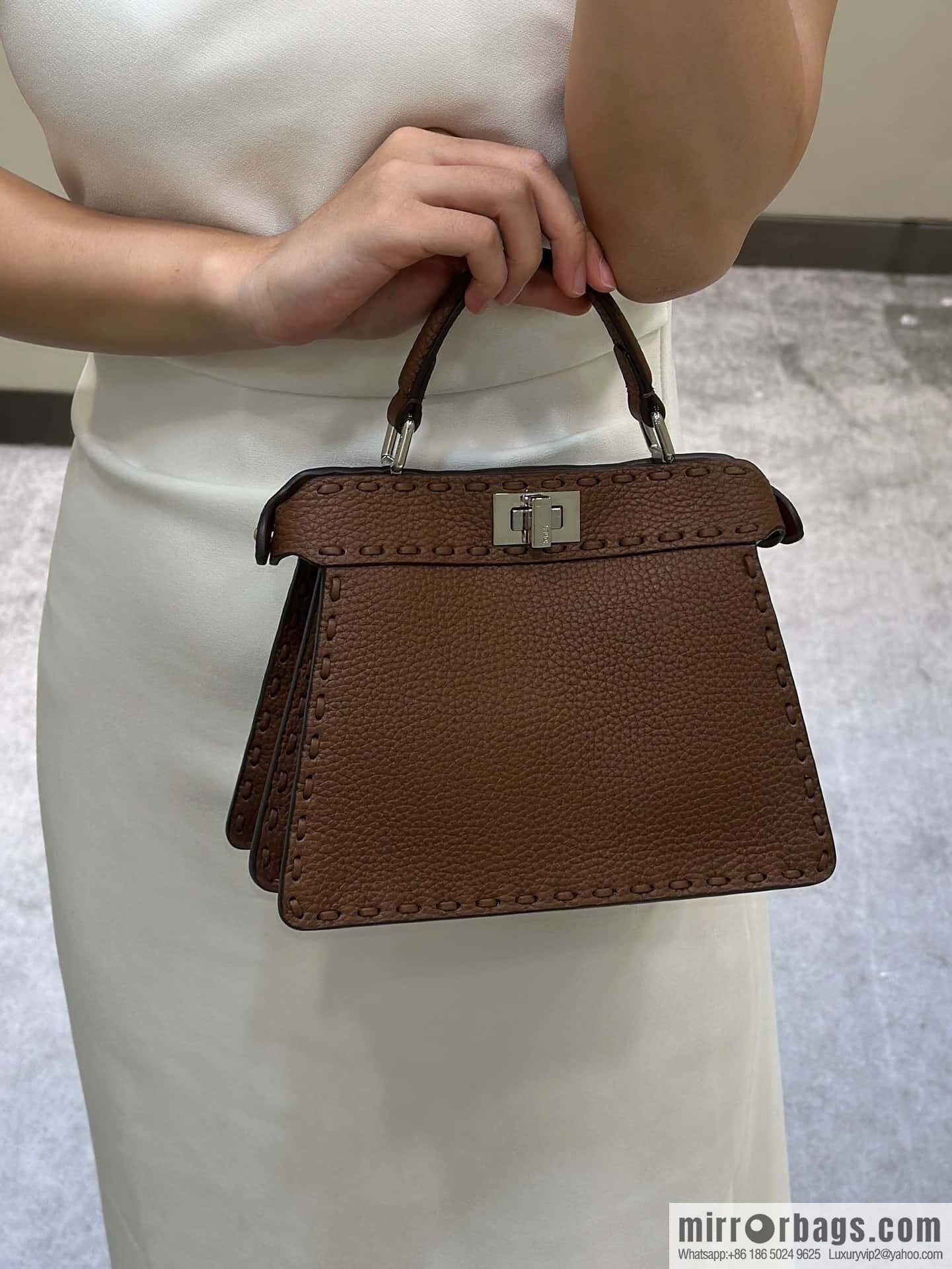 FENDI peekaboo new series I see you petite model number 80133As coffee color