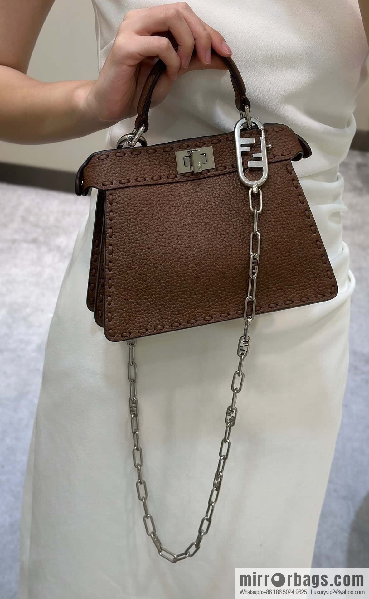 FENDI peekaboo new series I see you petite model number 80133As coffee color
