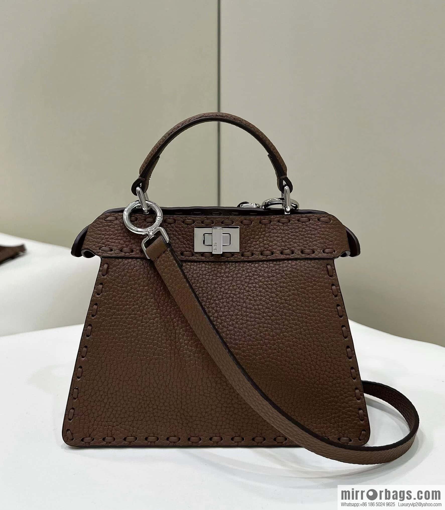 FENDI peekaboo new series I see you petite model number 80133As coffee color