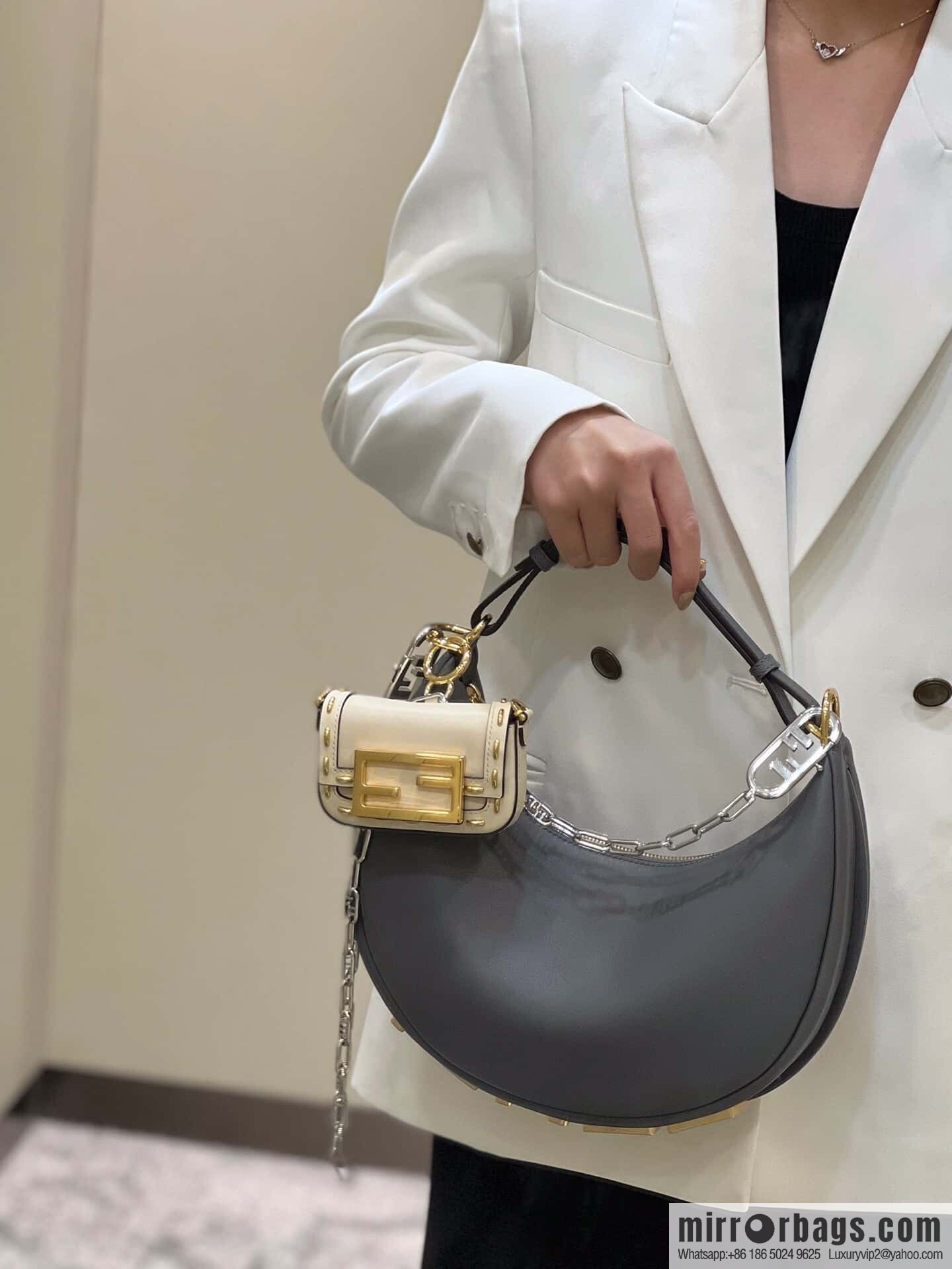 FENDI Fendigraphy armpit bag, model number: 80056m gray