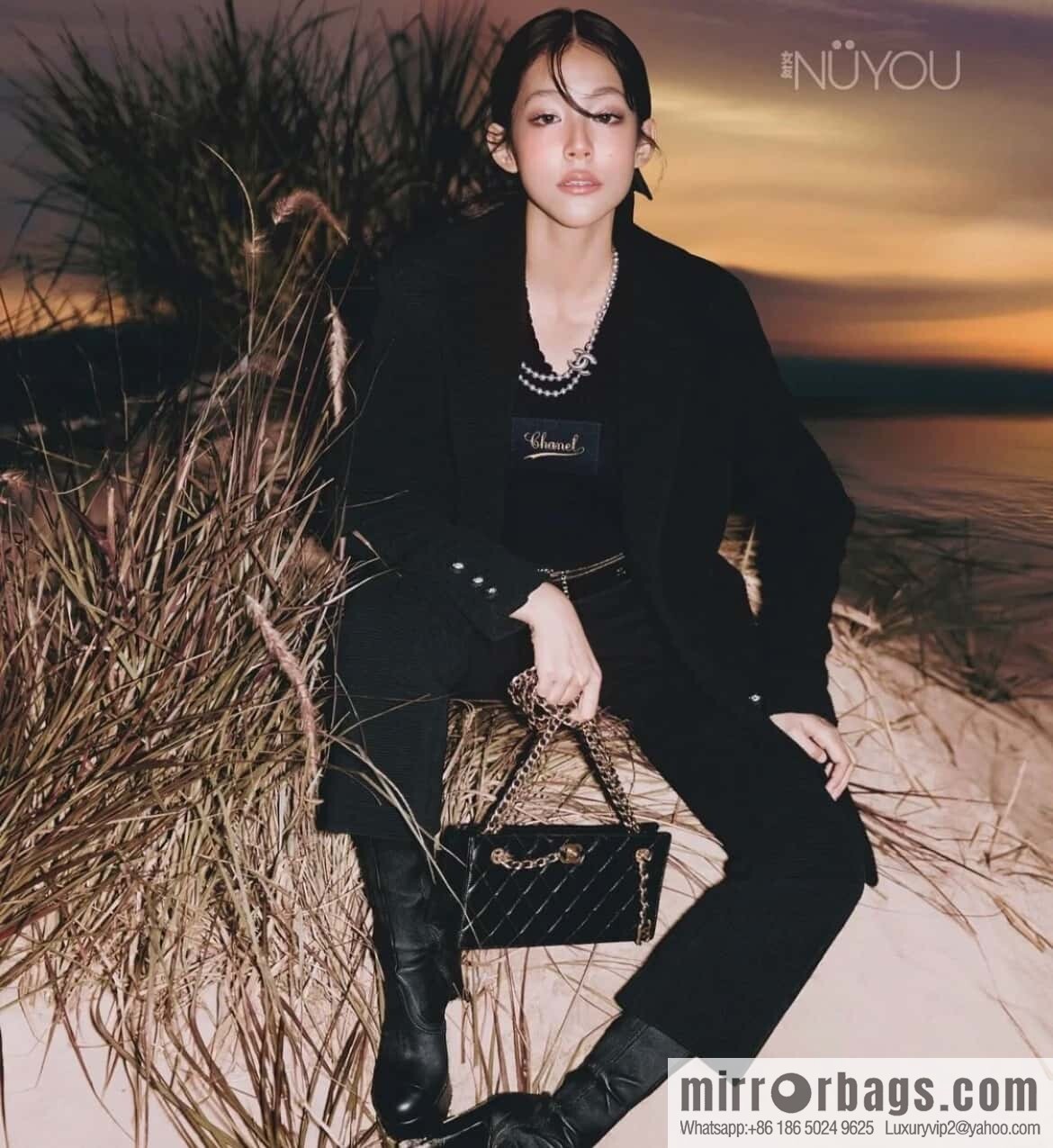 𝐂𝐡𝐚𝐧𝐞𝐥 𝟐𝟒𝐤 catwalk model, retro dinner bag, black 🖤 AS5203