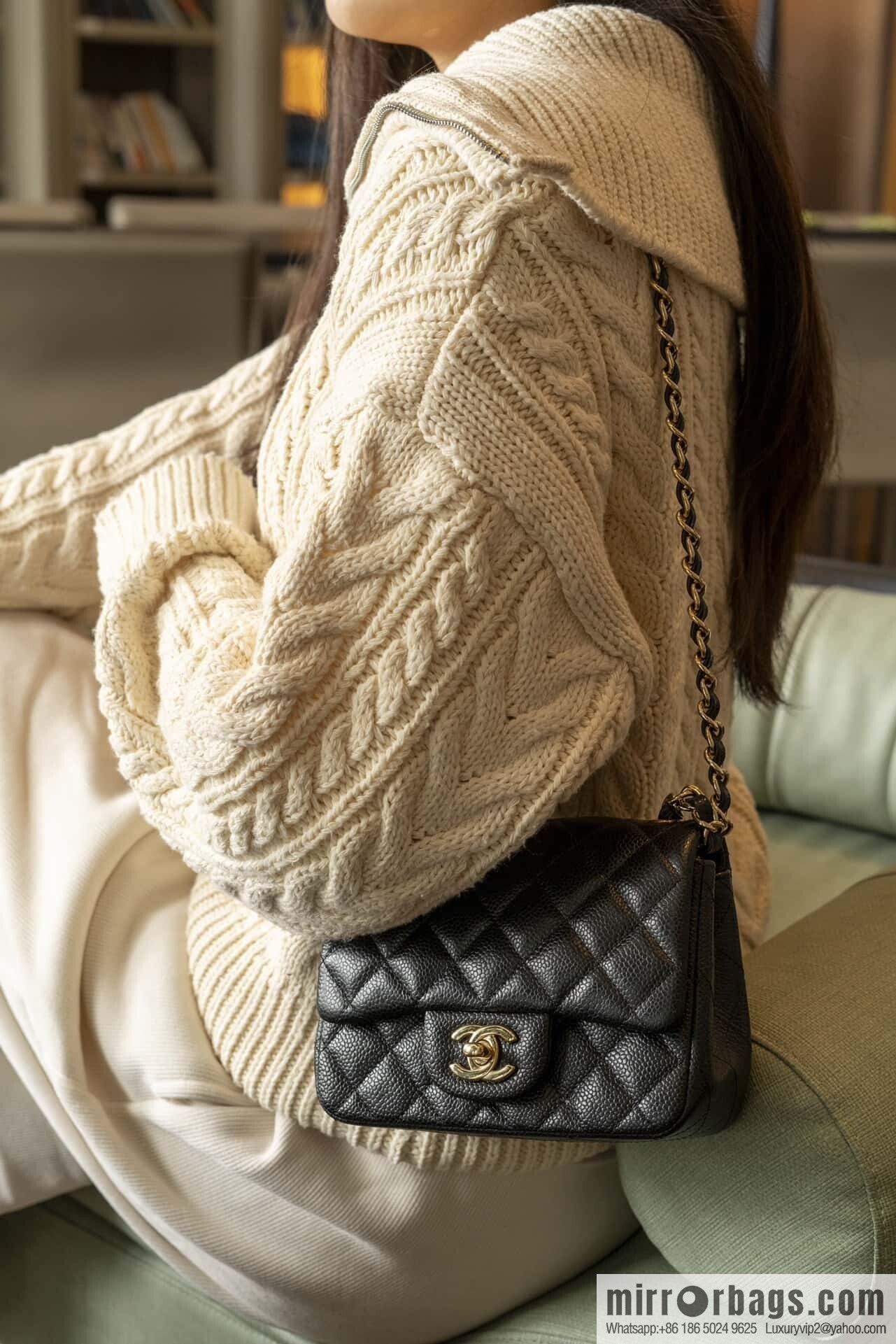 𝗖𝗹𝗮𝘀𝘀𝗶𝗰 𝗙𝗹𝗮𝗽 | genuine skin lychee pattern, Fatty Fang, black gold 🖤 A01115