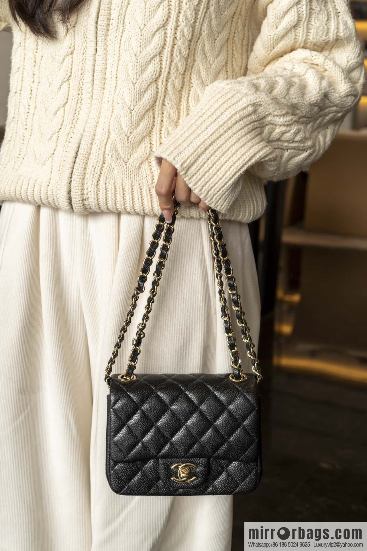 𝗖𝗹𝗮𝘀𝘀𝗶𝗰 𝗙𝗹𝗮𝗽 | genuine skin lychee pattern, Fatty Fang, black gold 🖤 A01115