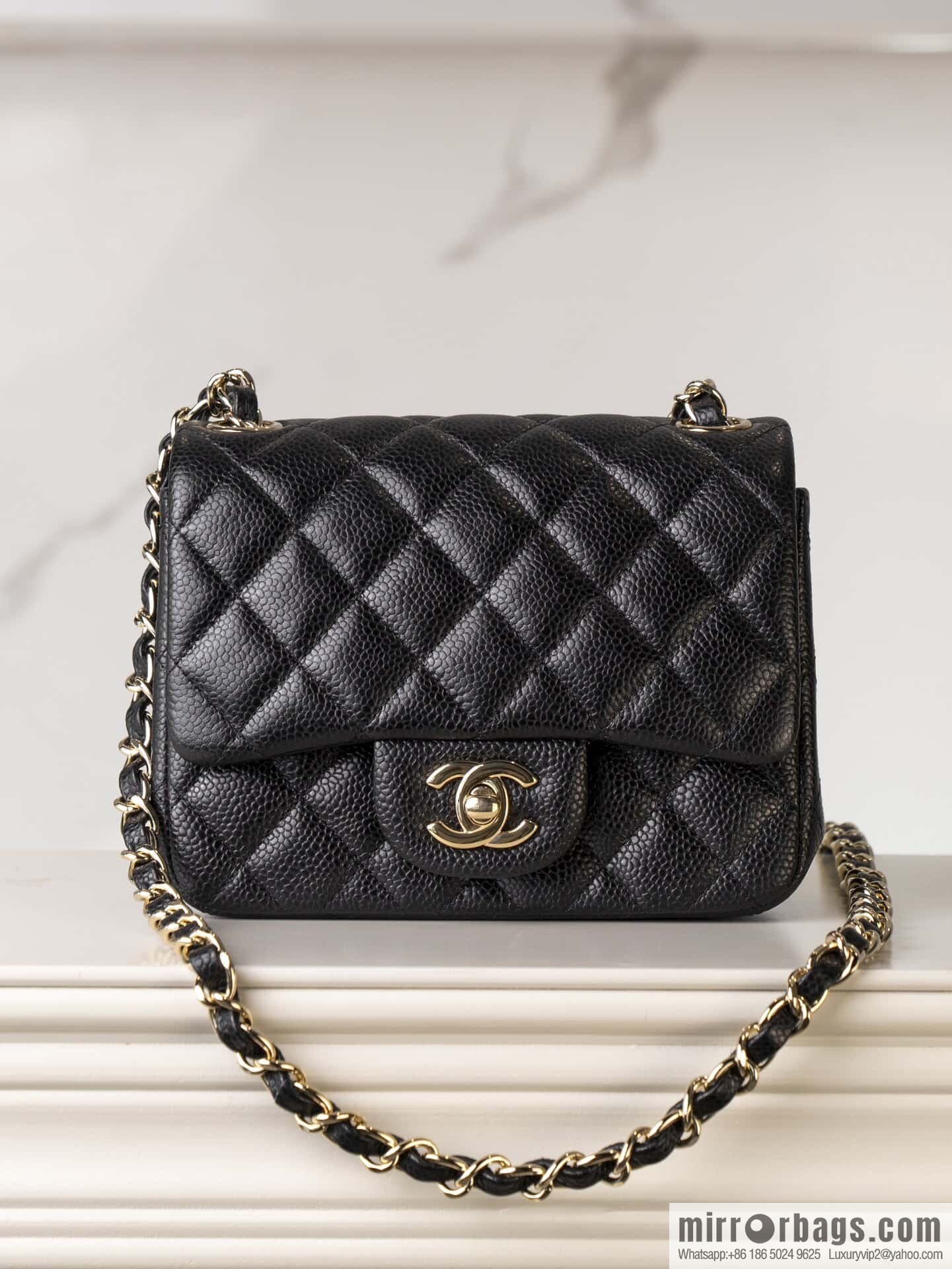 𝗖𝗹𝗮𝘀𝘀𝗶𝗰 𝗙𝗹𝗮𝗽 | genuine skin lychee pattern, Fatty Fang, black gold 🖤 A01115