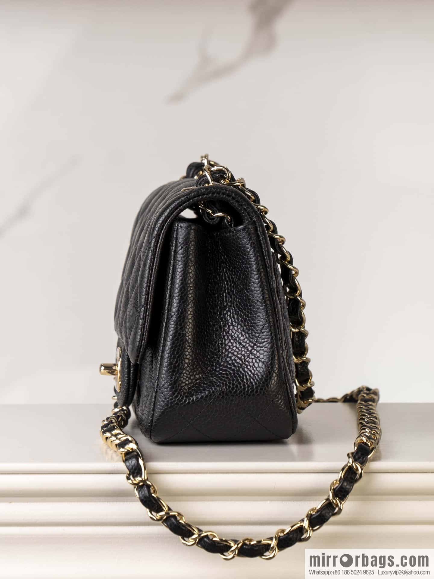 𝗖𝗹𝗮𝘀𝘀𝗶𝗰 𝗙𝗹𝗮𝗽 | genuine skin lychee pattern, Fatty Fang, black gold 🖤 A01115