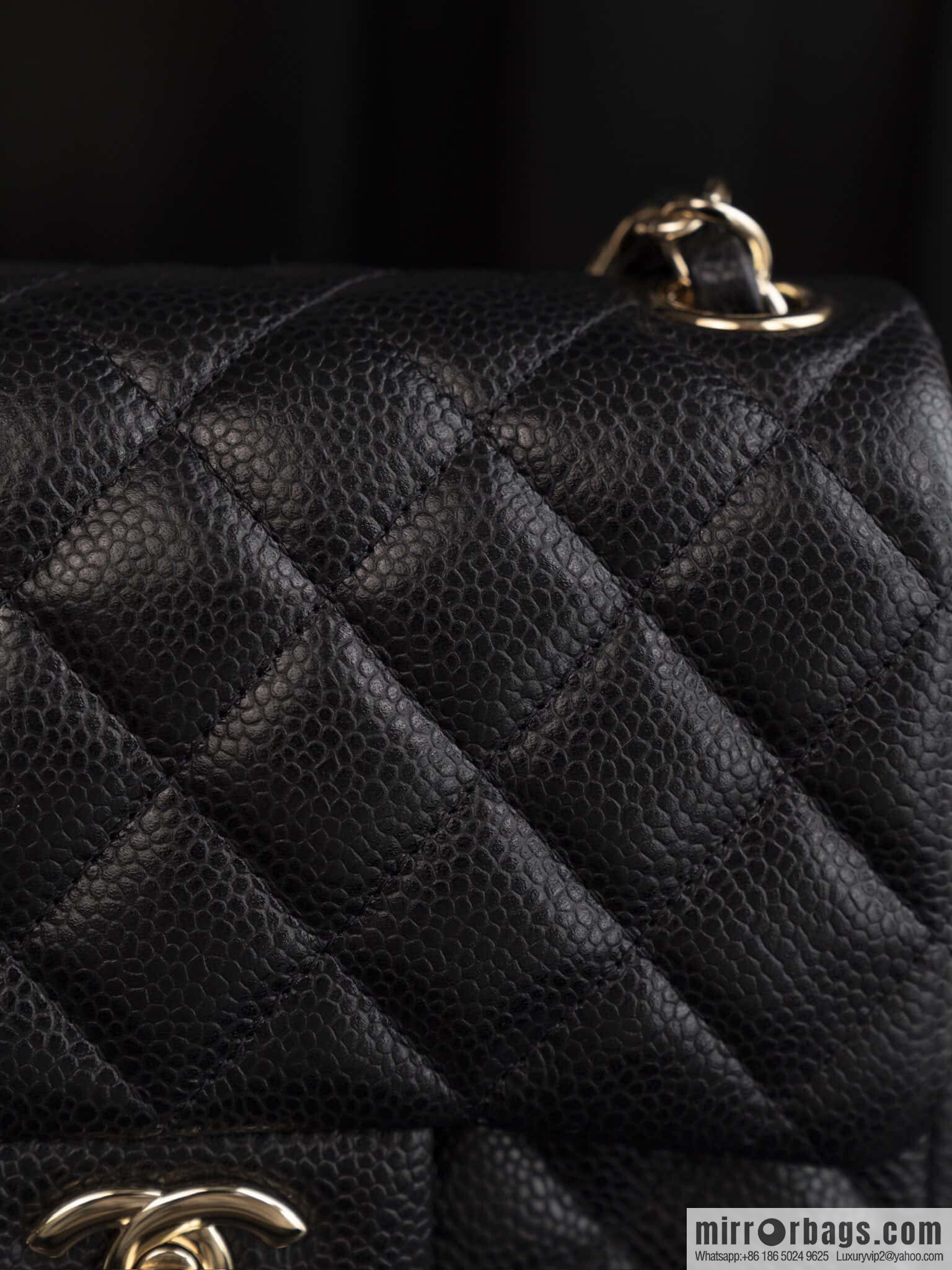 𝗖𝗹𝗮𝘀𝘀𝗶𝗰 𝗙𝗹𝗮𝗽 | genuine skin lychee pattern, Fatty Fang, black gold 🖤 A01115