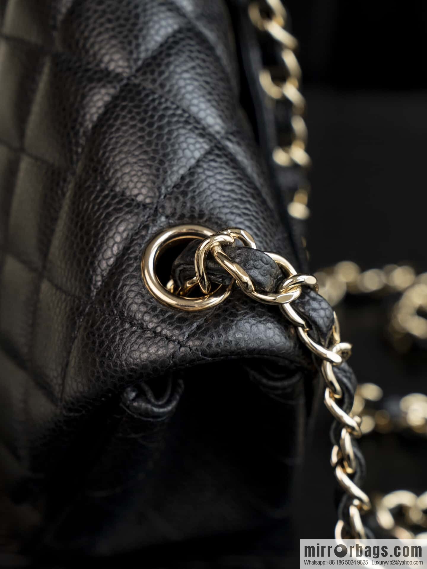 𝗖𝗹𝗮𝘀𝘀𝗶𝗰 𝗙𝗹𝗮𝗽 | genuine skin lychee pattern, Fatty Fang, black gold 🖤 A01115