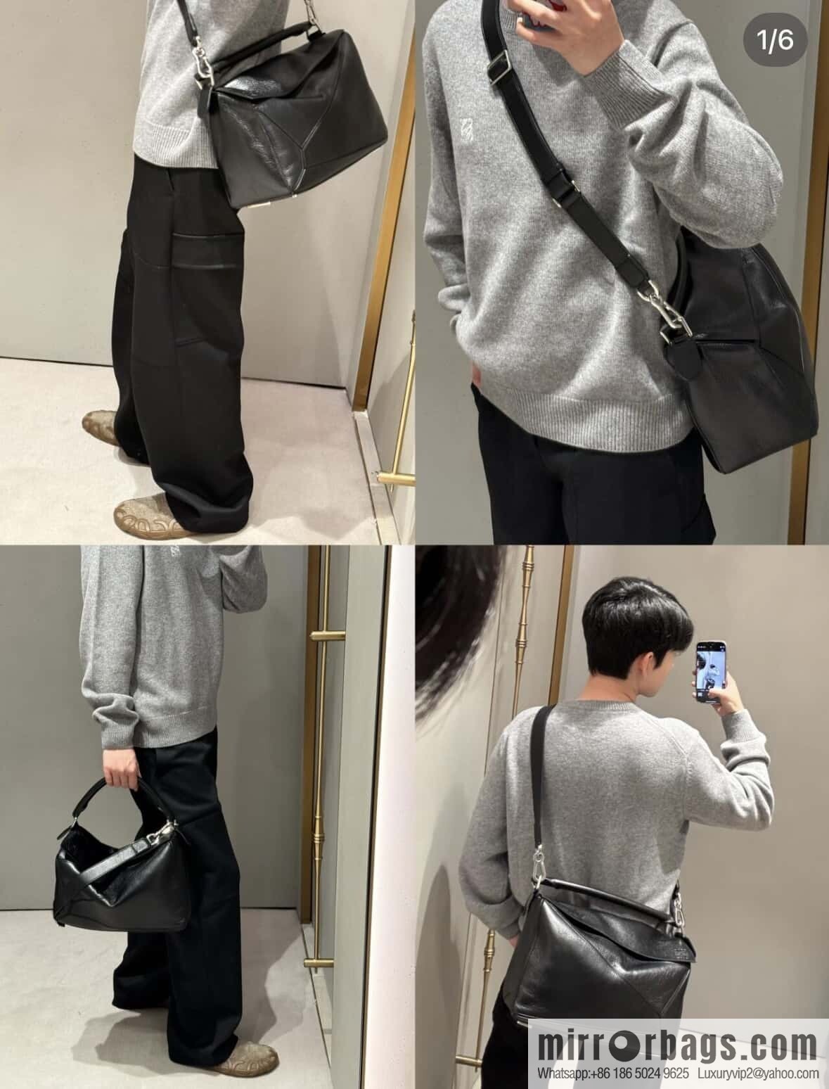 LOEWE new deerskin black silver puzzle 0158 black