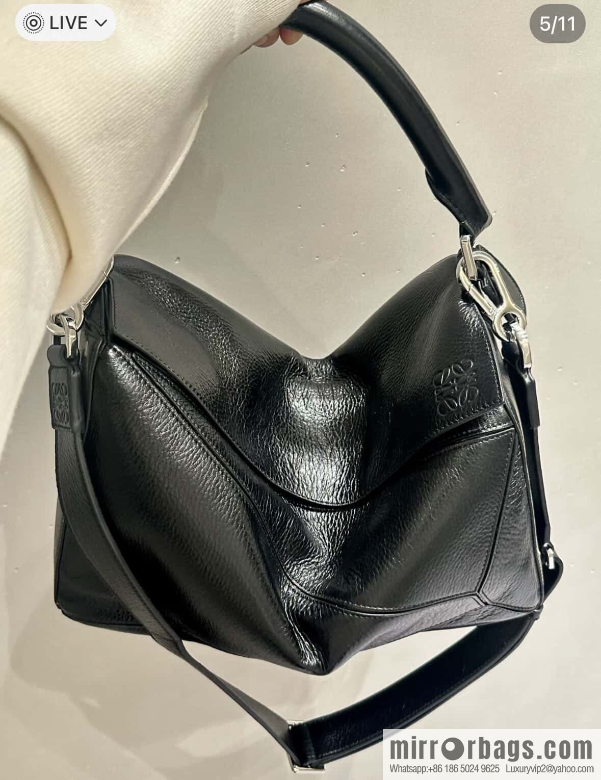 LOEWE new deerskin black silver puzzle 0158 black