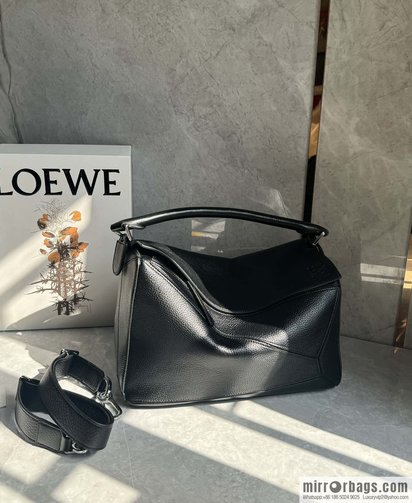 LOEWE new deerskin black silver puzzle 0158 black