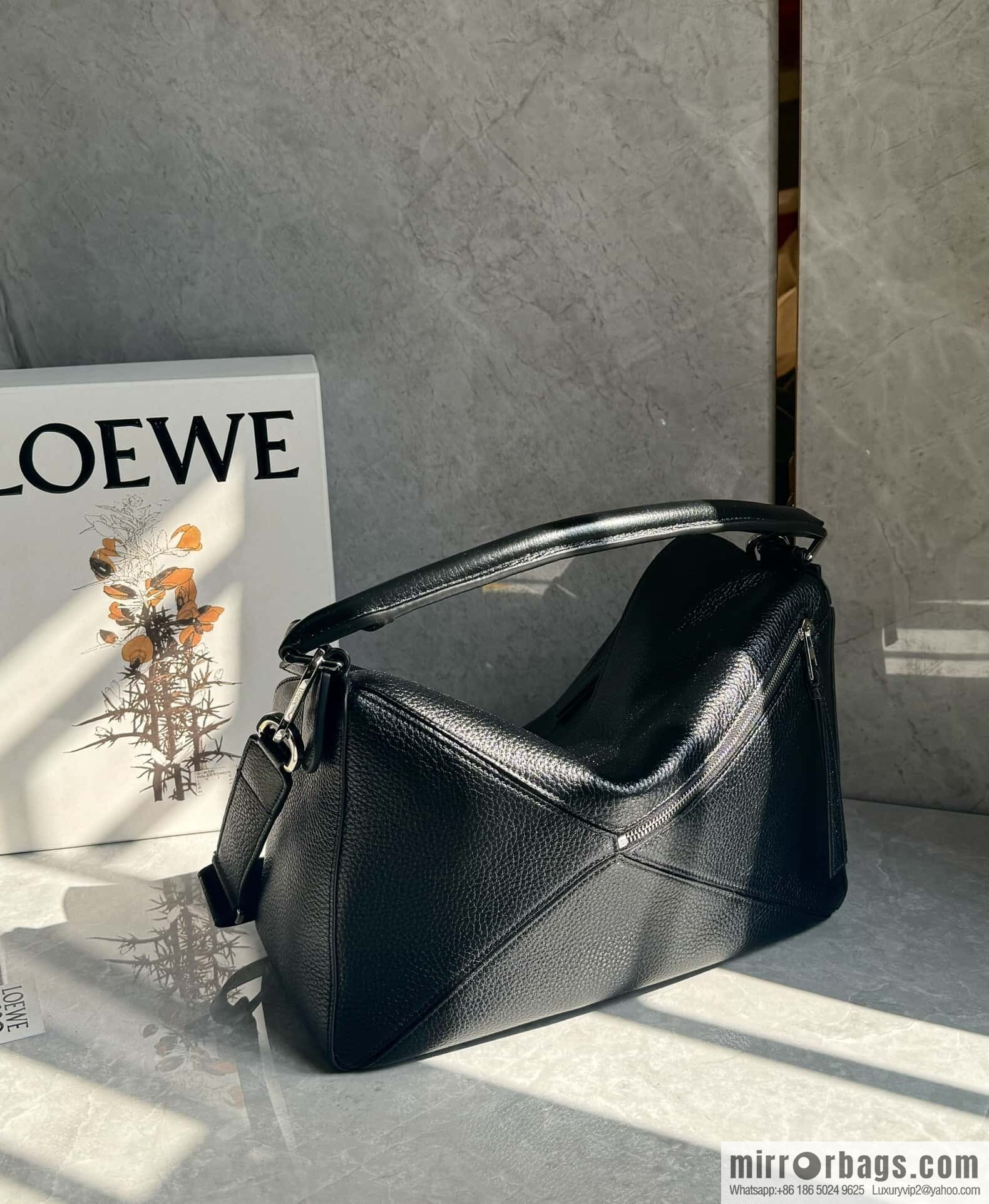 LOEWE new deerskin black silver puzzle 0158 black
