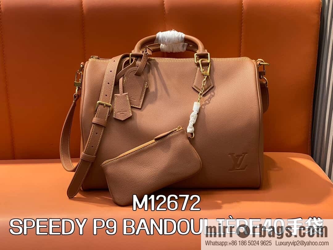 [Original order boutique] M12672 brown full leather, pillow bag speedy series SPEEDY P9 BANDOULIZRE40 handbag