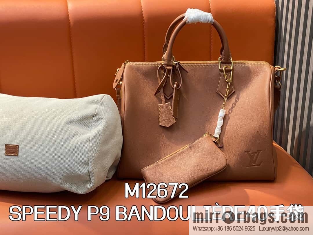 [Original order boutique] M12672 brown full leather, pillow bag speedy series SPEEDY P9 BANDOULIZRE40 handbag