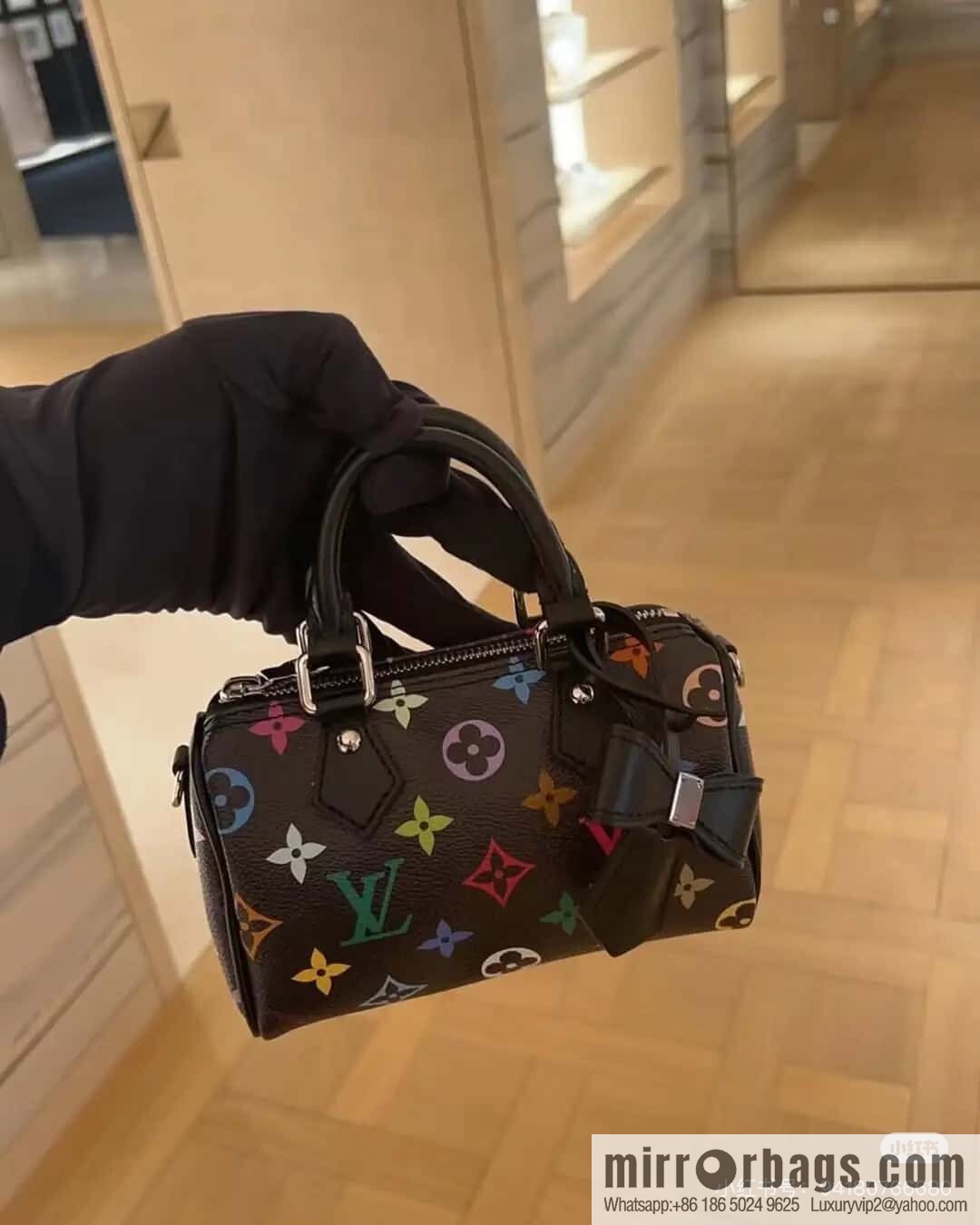 [Original order boutique] M13406 black color, pillow bag speedy series lv Murakami Takashi joint NANOSPEEDY handbag