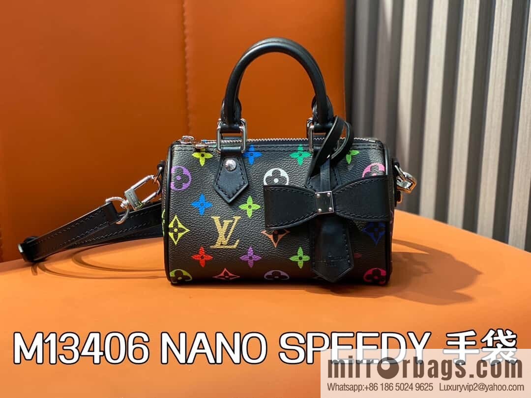 [Original order boutique] M13406 black color, pillow bag speedy series lv Murakami Takashi joint NANOSPEEDY handbag