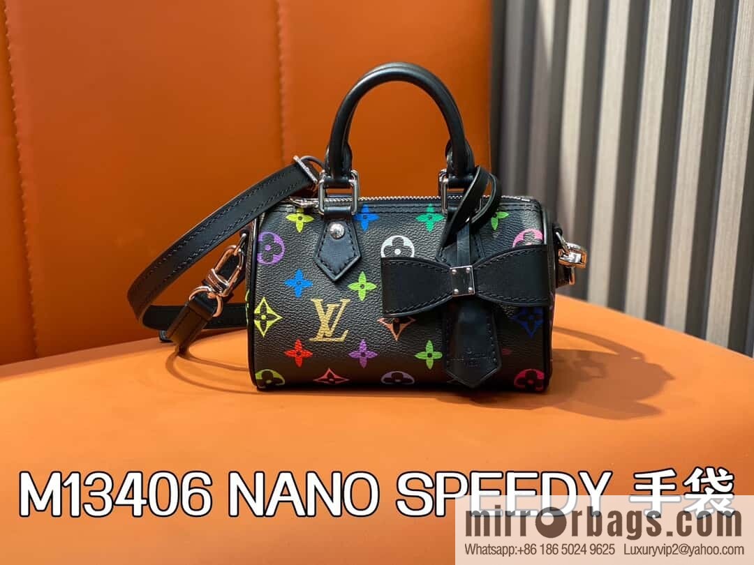[Original order boutique] M13406 black color, pillow bag speedy series lv Murakami Takashi joint NANOSPEEDY handbag
