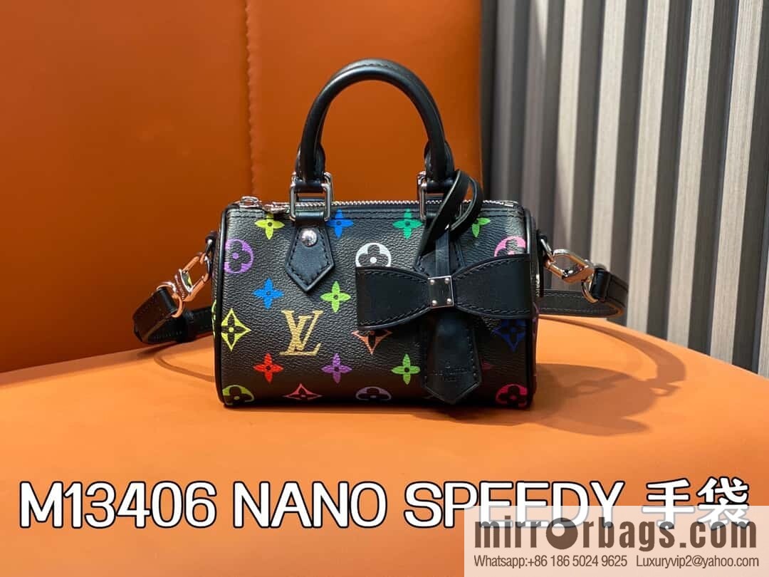 [Original order boutique] M13406 black color, pillow bag speedy series lv Murakami Takashi joint NANOSPEEDY handbag